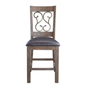 Black pu upholstery & weathered cherry finish base counter height chair by Acme additional picture 2