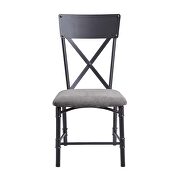Gray fabric finish & sandy black finish base dining chair by Acme additional picture 2