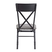 Gray fabric finish & sandy black finish base dining chair by Acme additional picture 4
