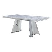 Gray marble top and stainless steel frame dining table by Acme additional picture 9