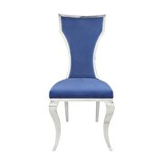 Stainless steel base and blue velvet upholstery dining chair by Acme additional picture 2