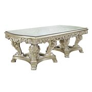 Antique gold finish hollow carving design double pedestals dining table by Acme additional picture 3