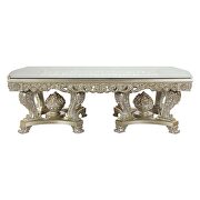 Antique gold finish hollow carving design double pedestals dining table by Acme additional picture 4