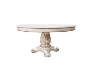 Antique pearl finish exclusive design pedestal dining table by Acme additional picture 2