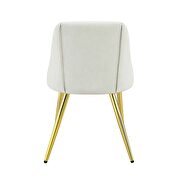 White high gloss finish textured vertical lined pedestal dining table by Acme additional picture 6