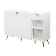 White high gloss finish textured vertical lined server by Acme additional picture 2