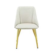 White pu upholstery and gold finish metall legs dining chair by Acme additional picture 2