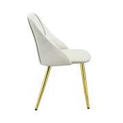 White pu upholstery and gold finish metall legs dining chair by Acme additional picture 3