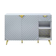 Gray high gloss finish textured vertical lined server by Acme additional picture 3
