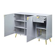 Gray high gloss finish textured vertical lined server by Acme additional picture 4