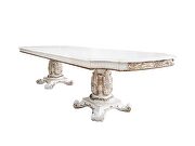 Antique pearl finish wooden double pedestal dining table by Acme additional picture 2