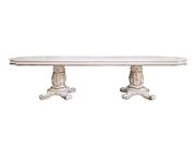 Antique pearl finish wooden double pedestal dining table by Acme additional picture 3