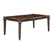 Dark walnut finish carved detailing spiral legs dining table by Acme additional picture 4