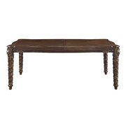 Dark walnut finish carved detailing spiral legs dining table by Acme additional picture 5