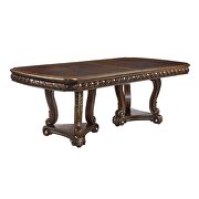 Dark walnut finish scrolled apron pedestals dining table by Acme additional picture 4