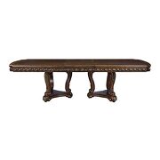Dark walnut finish scrolled apron pedestals dining table by Acme additional picture 5
