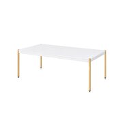White to & gold finish metal tube legs coffee table by Acme additional picture 2