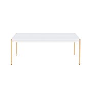 White to & gold finish metal tube legs coffee table by Acme additional picture 3