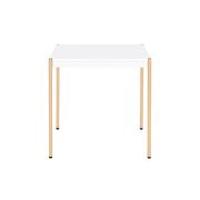 White to & gold finish metal tube legs end table by Acme additional picture 2