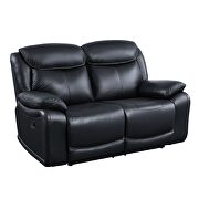 Black top grain leather 2-stage reclining action sofa by Acme additional picture 12