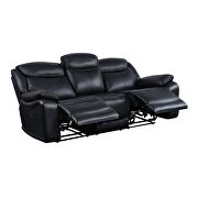 Black top grain leather 2-stage reclining action sofa by Acme additional picture 5