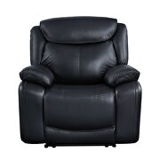 Black top grain leather 2-stage reclining action chair by Acme additional picture 4