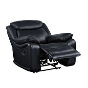 Black top grain leather 2-stage reclining action chair by Acme additional picture 6