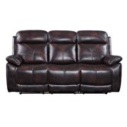 Dark brown top grain leather upholstery motion sofa by Acme additional picture 2