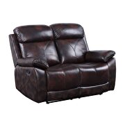 Dark brown top grain leather upholstery motion sofa by Acme additional picture 12