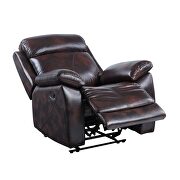 Dark brown top grain leather upholstery motion sofa by Acme additional picture 15