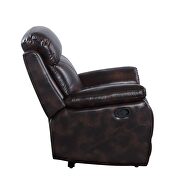 Dark brown top grain leather upholstery motion sofa by Acme additional picture 3
