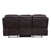 Dark brown top grain leather upholstery motion sofa by Acme additional picture 4