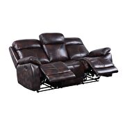 Dark brown top grain leather upholstery motion sofa by Acme additional picture 5