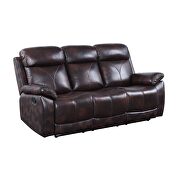 Dark brown top grain leather upholstery motion sofa by Acme additional picture 8