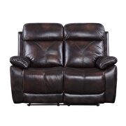 Dark brown top grain leather upholstery motion sofa by Acme additional picture 9
