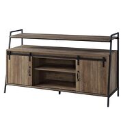 Rustic oak & black finish metal frame TV stand by Acme additional picture 4