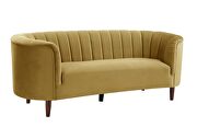 Olive yellow velvet upholstery deep channel tufting sofa by Acme additional picture 2