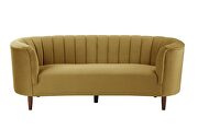 Olive yellow velvet upholstery deep channel tufting sofa by Acme additional picture 3