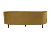 Olive yellow velvet upholstery deep channel tufting sofa by Acme additional picture 5