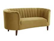 Olive yellow velvet upholstery deep channel tufting sofa by Acme additional picture 7