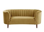 Olive yellow velvet upholstery deep channel tufting sofa by Acme additional picture 8
