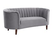 Gray velvet upholstery deep channel tufting sofa by Acme additional picture 7