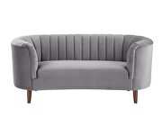 Gray velvet upholstery deep channel tufting sofa by Acme additional picture 8