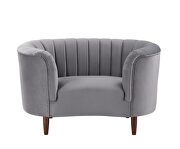 Gray velvet upholstery deep channel tufting chair by Acme additional picture 4