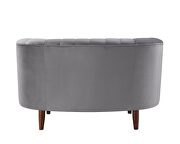 Gray velvet upholstery deep channel tufting chair by Acme additional picture 5