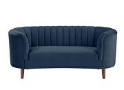 Blue velvet upholstery deep channel tufting loveseat by Acme additional picture 4