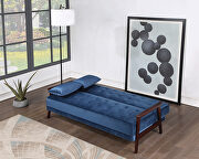 Navy velvet upholstery button tufted sofa bed by Acme additional picture 2