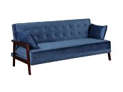 Navy velvet upholstery button tufted sofa bed by Acme additional picture 3