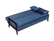 Navy velvet upholstery button tufted sofa bed by Acme additional picture 8