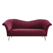 Red velvet upholstery and gold finish metal legs sofa by Acme additional picture 2